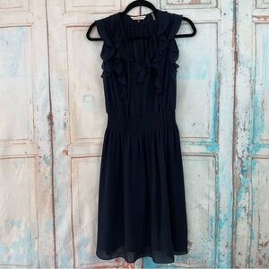 Rebecca Taylor Midnight Blue Ruffle Midi Slip Dress Women’s 4